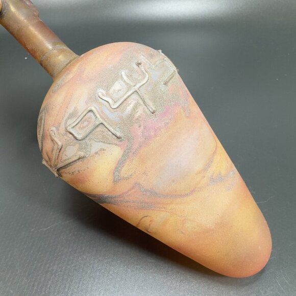 Egyptian Hand Blown Art Glass Vase Bottle Thin Lightweight Scavo Textured Glass - Picture 14 of 16